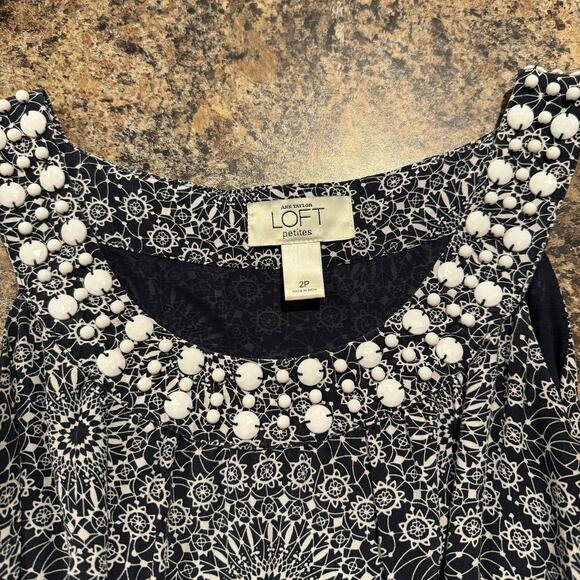 Ann Taylor Loft Dress Vintage Silk Boho Cottagecore Academia Coastal Beaded 2P - Picture 4 of 6